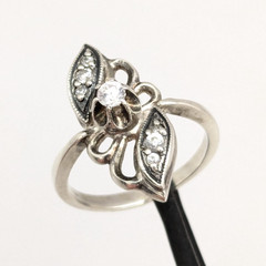 Vintage Elegant RING Silver 925 with Chic Bright Stone -size: 6.75US (17mm) #123