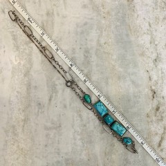 VTG Southwest Turquoise Necklace Sterling Silver Old Pawn Victorian 925 18” WOW