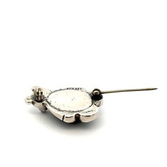 Sterling Silver Onyx Teddy Bear Pin (7/8 x 1 1/8 Inch)