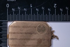 MARATHON Vintage Locket Pendant Gold Tone 1.1″ Engraved Monogram Octagonal