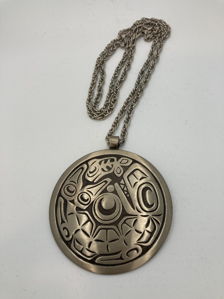 VTG BELL TRADING CO NICKEL SILVER PACIFIC NORTH WEST NATIVE WHALE SALMON PENDANT