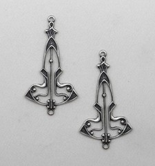 #0500 ANTIQUED .925 STERLING SILVER PLATED DROP W/2 HANG RINGS – 2 Pcs