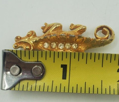 Crocodile Alligator Gator Gold Tone Rhinestones Brooch Pin