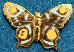 RARE Vintage Signed FREIRICH Butterfly Brooch Gold Enamel Pin Estate Antique 60s
