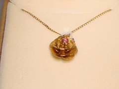 LOVELY VINTAGE GOLD FILLED NECKLACE W/PINK TOPAZ SIGNED D.E.C.! NEW IN O.B.!