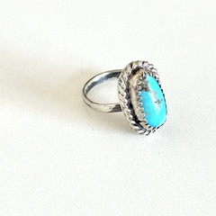 Vintage 925 Sterling Silver Turquoise Southwestern Old Pawn Band Ring Size 4.5