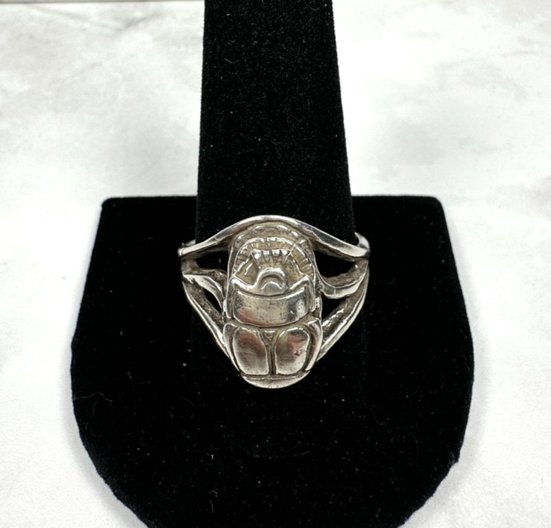 Sterling Silver Men’s Scarab Ring – Vintage – Size 11.25