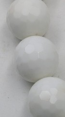 Vintage 17mm Faceted Milk Glass Chunky Beaded Runway Collar Necklace 15.5″