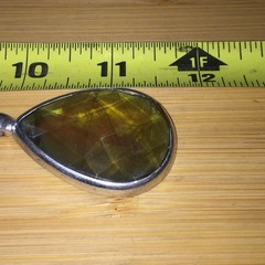 Vintage Teardrop Pendant Necklace Silver-Tone Metal Acrylic Adjustable