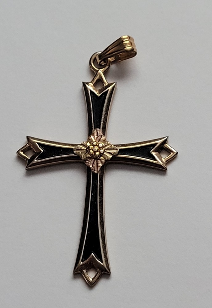 Vintage Estate Cross Pendant Signed 1/20 14k GF 1.5′ Long