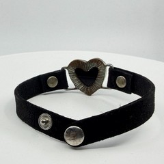 Black Suede Heart Bracelet Gothic Y2K Statement Boho Festival Jewelry Gift Idea