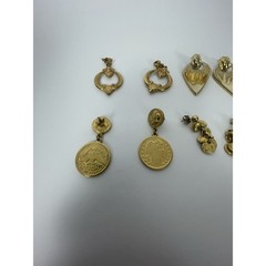 Vintage Mixed Lot 4 Pairs 2 Singles Gold Tone Enamel 1980s 1990s Dangle Earrings
