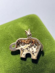 Vintage Antique Ross Simons 18 Karat Gold Over Sterling Silver CZ Elephant Pend.