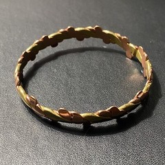 Vintage intertwined brass and copper hand-crafted bracelet from Spain