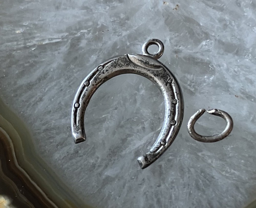 Vintage Sterling Silver Charm Horseshoe Good Luck Charm Stamped STG JMF