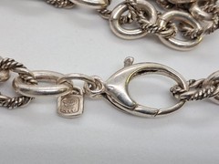Pure .999 SILVER Vintage Bird USA Braided Oval Rolo Link Chain Necklace 18”