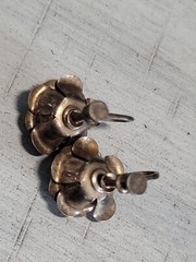 Sterling Silver Rose 3D Screwback Earrings 5/8″ Rosebud Vintage