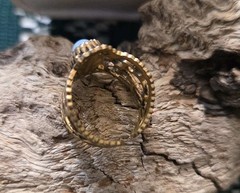 S Coventry Empress Dragon’s Breath Goldtone Faux Fire Opal Filagree Ring Sz 7.25