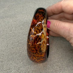 Vintage Lucite Bracelet Bangle Leopard Print Asymmetrical Size 7.5