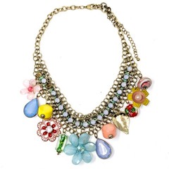 Multicolor Statement Necklace Layered Boho Bib Charm Flowers Eclectic Colorful