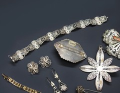 Estate 800 Silver Filigree Cannetille Jewelry Lot Antique Victorian Revival 66gr