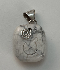 Vintage 925 Sterling Silver White Howlite Pendant Slide Southwestern
