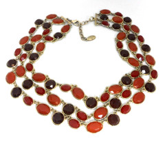 Ann Taylor Georgian Collet Necklace 3 Strand Riviere Anna Wintour Faux Carnelian