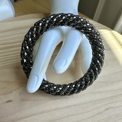 VTG 1970s Bangle Bracelet Size 7.5 Metal Mesh Silver Tone Disco Chic Vibe Rare