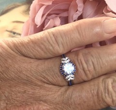 Vintage Jewellery Rose Gold Ring Aquamarine Sapphires Diamonds Antique Jewelry