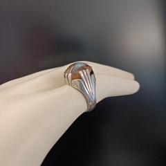 Sterling Silver Ring Men’s Vintage Natural Brown Stone Signet Pinky Retro Bold