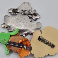Thanksgiving 3PC Brooch Set Turkey Scarecrow Autumn Fall Polymer Clay Cute Fun