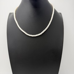 Y2K Faux Pearl Choker 15″ +2″ Ext 4.3mm 90s Choker Necklace Sterling 925 Clasp