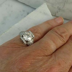 Vintage 2.60CT White Round Cut CZ Art Deco Anniversary Gift Ring in 925 Silver