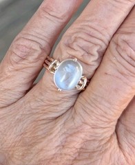Victorian 10K Rose Gold Ring With Blue Moonstone Sz 8.5