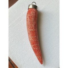 Vintage Sponge Coral Horn Necklace Pendant Red Orange