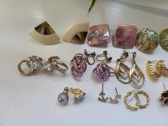 Vintage Lot Bundle Costume Earrings Gold Silver Tone Stud Clip On 14 Pairs
