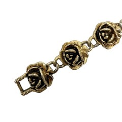 Vintage Gold Tone Dimensional Rose Link Bracelet￼ Fold Over Clasp