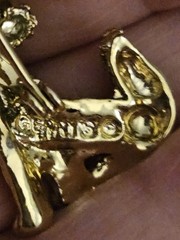 3 Vintage Gerry’s Dog Pins Gold Tone Red Rhinestone Eyes