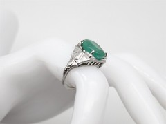 Antique 1920s Belais $10,000 7ct Natural Emerald 18k White Gold Filigree Ring