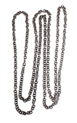 Vintage Long Silver Tone Round Link Heavy Made Chain Necklace 60″ Retro Costume