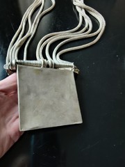 ANTIQUE NEPAL NEWARI SILVER HUGE NECKLACE BRAIDED CHAIN MEDALLIONS