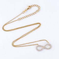 Vintage Sterling Silver 925 Gold Tone Cubic Zirconia Infinity Necklace 16”-18”