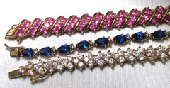 Vintage Sterling Silver Gemstone Tennis Bracelets Lot of 3 ETC10717