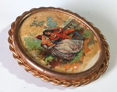 Vintage “Made in France” Limoges-style Oval Brooch w/ Trombone Clasp