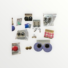 Vintage 80s 90s Fashion Earring Lot 14 Pairs Geometric Studs Lucite Dangles