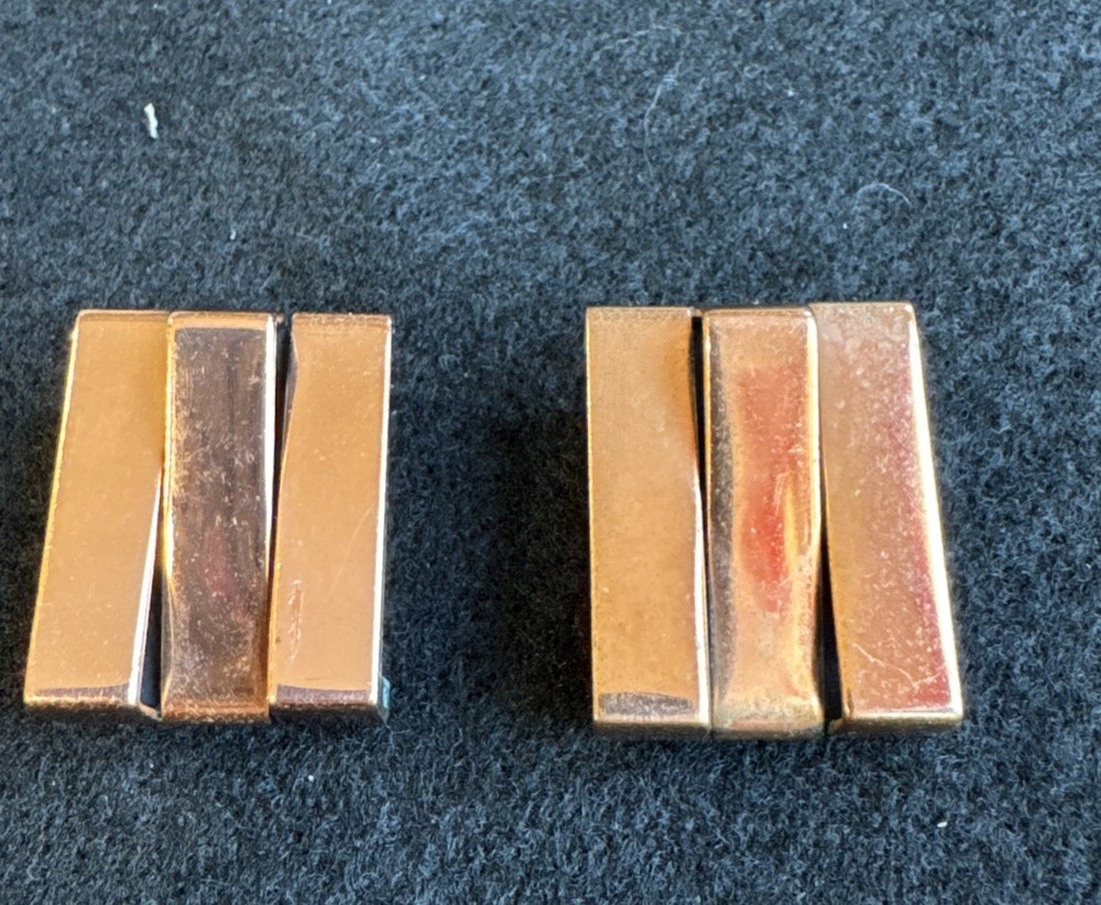 Vintage Rare Signed RENOIR Large Copper Modern Mid Century Clip On Earrings