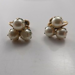 Vintage JMS 1/20 12k GF Simulated Pearl Cluster Screw Back Earrings Weighs 4.0g