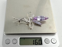 Vintage Kirks Folly Purple Crystal Winged Fairy Pin Brooch Ab Rhinestones