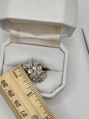 Stunning 1970 Vintage Estate 18k Gold 3.50ct Diamond Cluster Cocktail Ring
