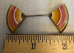 Vintage Art Deco Amber Celluloid Jabot Pin Layered Laminated Double Sided Brooch